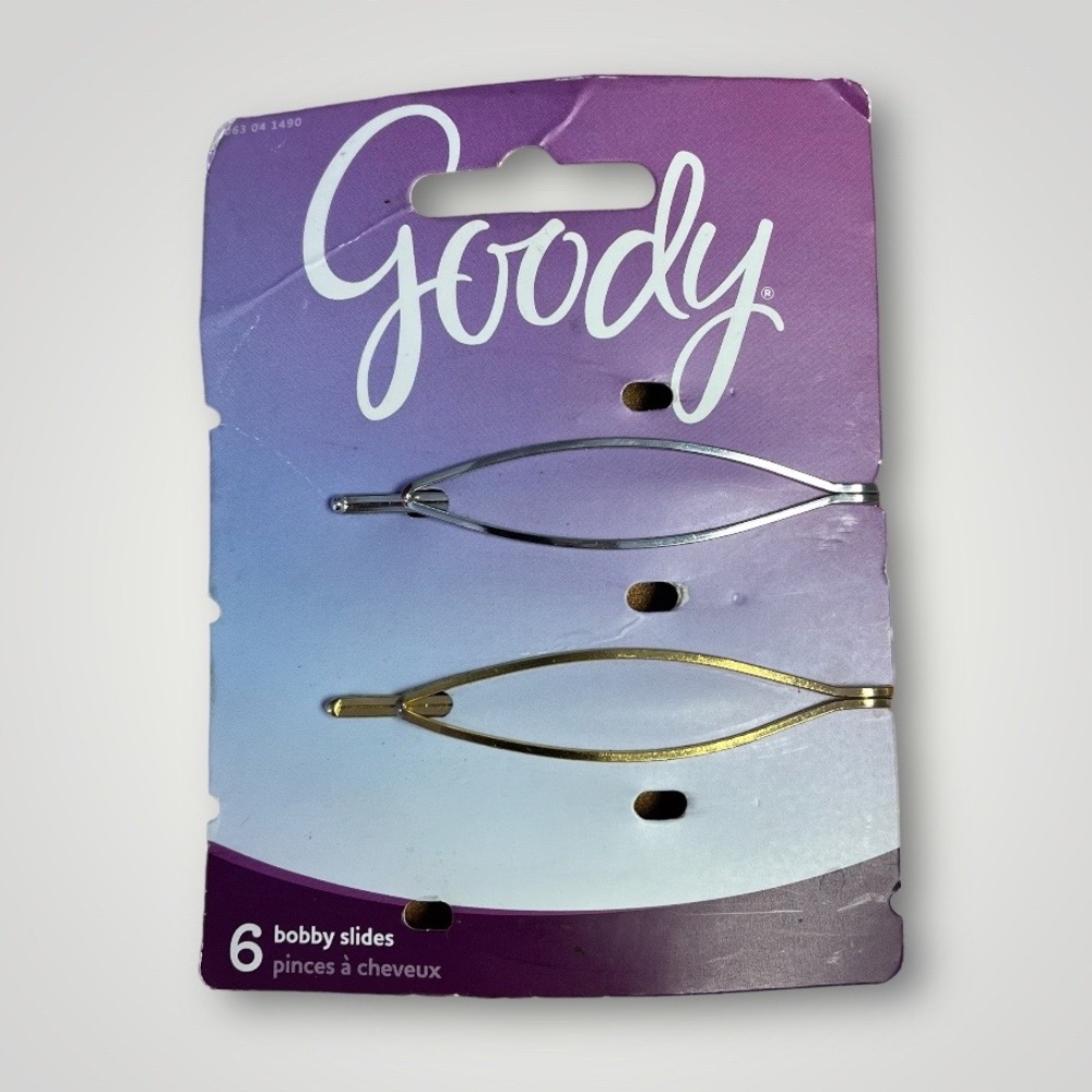 Goody Set of Two Gold and Silver Metallic Bobby Slides Hair Pins